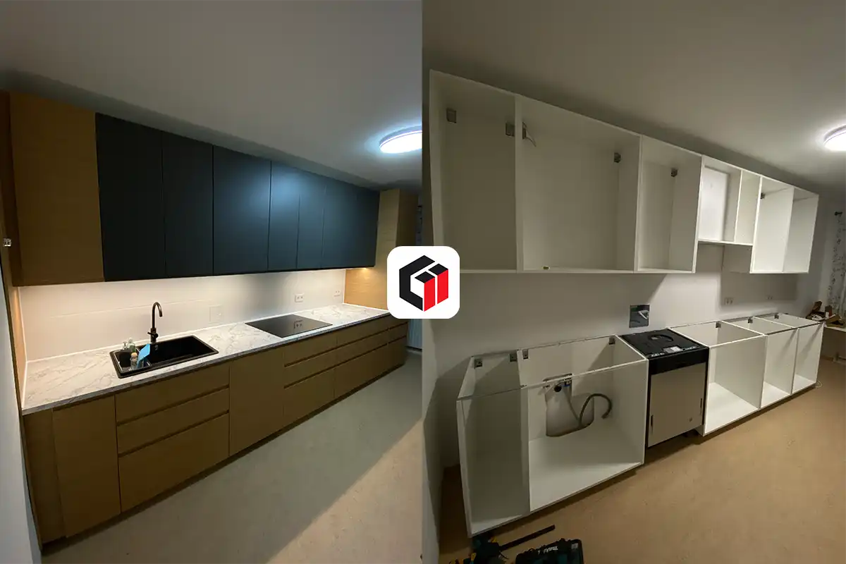 L-Form Küche montieren Wien: Eckküche professionell aufbauen